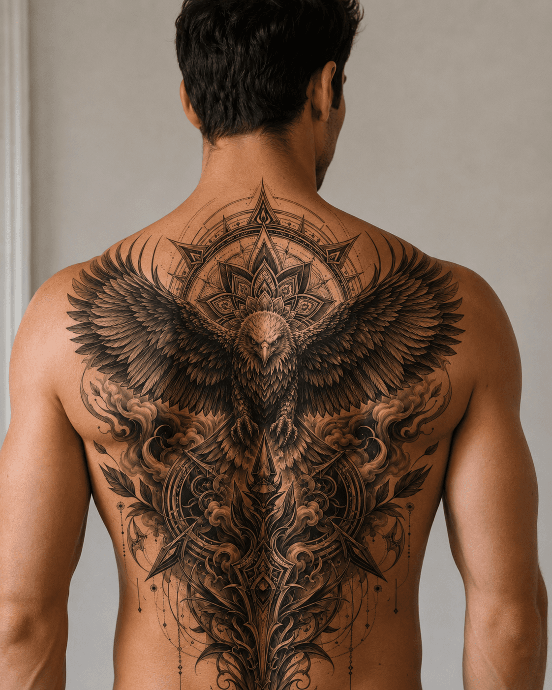Back with tattoo